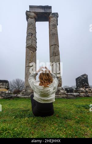 antica città di afrodisia in una giornata piovosa Foto Stock