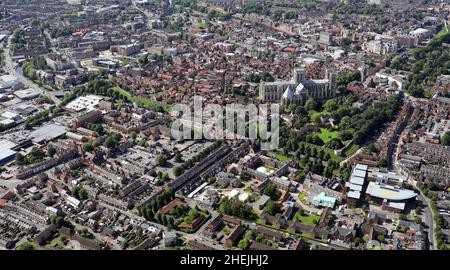 Vista aerea del centro di York Foto Stock