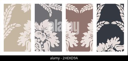 Set di modelli astratti per il design floreale. Sfondo della copertina per striscioni, poster, brochure, interni, schede, volantino, social media. Illustrazione Vettoriale