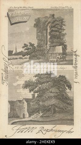 Resti dell'Abbazia di Halesowen. La casa dell'Abate. Halesowen, Shropshire 1799 Foto Stock