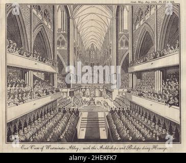 Westminster Abbey George IV Coronation 1821. Gli Arcivescovi omaggi 1821 Foto Stock