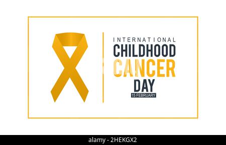 Giornata internazionale del cancro dell'Infanzia, febbraio 15. Modello vettoriale Design per banner, biglietti, poster, sfondo. Illustrazione Vettoriale