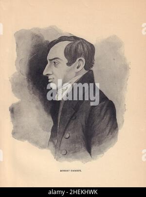 Robert Emmet. Nazionalista repubblicano irlandese. Irlanda 1905 stampe antiche Foto Stock