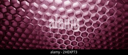Motivo esagonale, griglia a maglie esagonali, fondo a celle a nido d'ape di colore viola chiaro. Geometria e tecnologia. 3d illustrazione Foto Stock