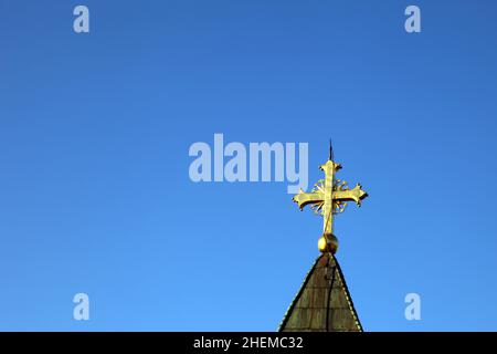 Croce presso la Chiesa della Santa Madre di Dio Ruzica a Belgrado, Serbia. Foto Stock