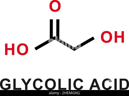 Formula chimica dell'acido glicolico. Struttura molecolare chimica dell'acido glicolico. Illustrazione vettoriale Illustrazione Vettoriale