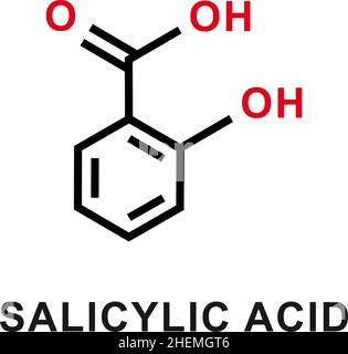 Formula chimica dell'acido salicilico. Struttura molecolare chimica dell'acido salicilico. Illustrazione vettoriale Illustrazione Vettoriale