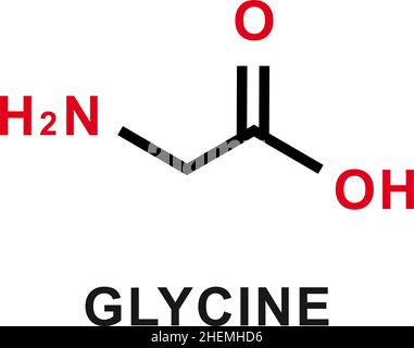 Formula chimica della glicina. Struttura molecolare chimica della glicina. Illustrazione vettoriale Illustrazione Vettoriale