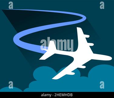 Sì volo aereo. Sicurezza e 'sì' traccia di linea di testo e rotte di aereo, disegno di linea aerea volo migliore illustrazione vettoriale Illustrazione Vettoriale