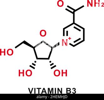 Vitamina B3 formula chimica. Struttura molecolare chimica della vitamina B3. Illustrazione vettoriale Illustrazione Vettoriale