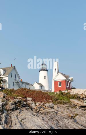 Famoso vecchio faro di Pemaquid a Bristol, USA Foto Stock
