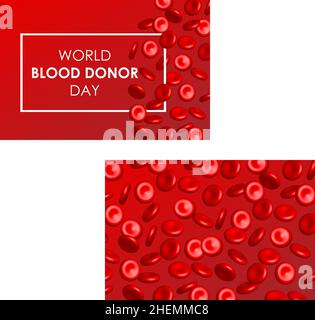 Banner Giornata Mondiale dei donatori. Poster o opuscolo. Illustrazione vettoriale su sfondo rosso. Illustrazione Vettoriale