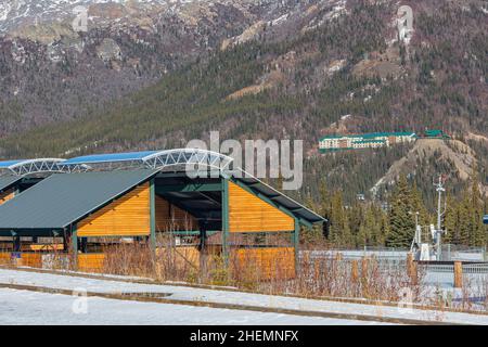 Paesaggio pomeridiano nel Denali National Park e riserva e stazione ferroviaria a Fairbanks, Alaska Foto Stock