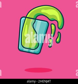 illustrazione del vettore cartoon isolato con sciroppo rovesciato in stile piatto Illustrazione Vettoriale