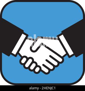 Icona handshake o logo business concept. Illustrazione vettoriale di due uomini d'affari che scuotono le mani nel saluto o nell'accordo. Illustrazione Vettoriale