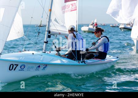 US Open Sailing Series - US Sailing. Serie di Coppa del mondo Hempel a Miami, Florida. Barche a vela. Foto Stock