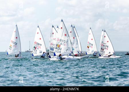 US Open Sailing Series - US Sailing. Serie di Coppa del mondo Hempel a Miami, Florida. Barche a vela. Foto Stock
