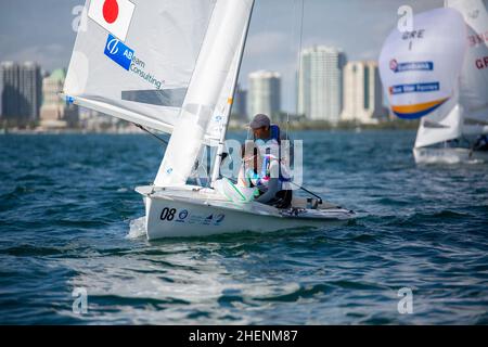 US Open Sailing Series - US Sailing. Serie di Coppa del mondo Hempel a Miami, Florida. Barche a vela. Foto Stock