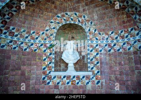 Azulejos alla Casa e Giardino del Palacio Fronteira a Benfica nella città di Lisbona in Portogallo. Portogallo, Lisbona, ottobre 2021 Foto Stock