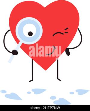 Internet dating romantico design concetto. San Valentino online datazione carino illustrazione vettoriale. Rosso cuore sorridente. Amore, amici e social network. Illustrazione Vettoriale