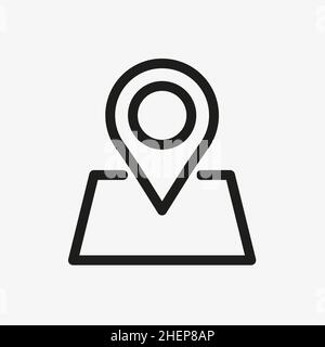 Icona della linea della mappa. Icona contorno del punto di posizione Illustrazione Vettoriale