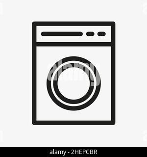Icona della linea della lavatrice su sfondo bianco Illustrazione Vettoriale