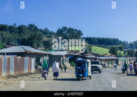 Vita quotidiana della città africana nella parte settentrionale dell'Etiopia Foto Stock