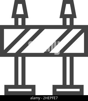 Icona della barriera stradale. Simbolo di costruzione in stile lineare Illustrazione Vettoriale