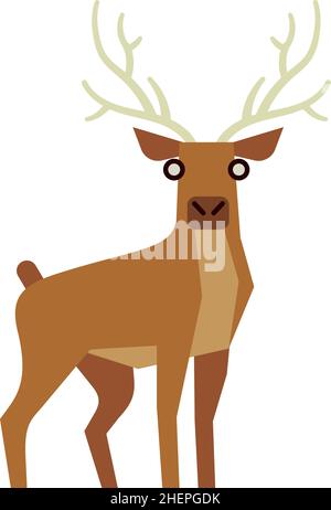 Icona cervi. Grazioso animale di foresta marrone in stile moderno Illustrazione Vettoriale