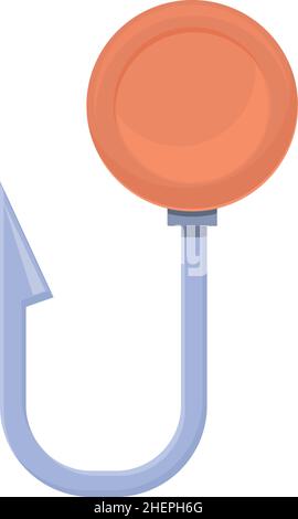 Ghiaccio pesca gancio icona cartoon vettore. Maschera di pesce. Salmone bastone Illustrazione Vettoriale