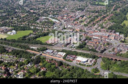 Vista aerea del centro di Wilmslow Foto Stock