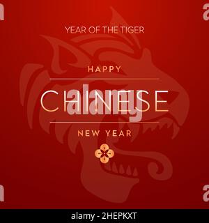 Cinese nuovo anno 2022. Anno della tigre. Felice anno della tigre in Cina. Illustrazione Vettoriale