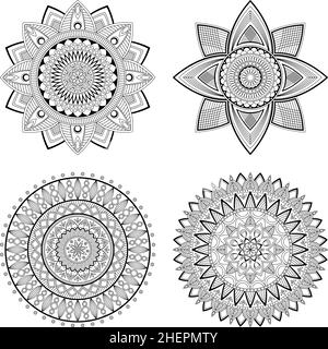 Set di mandala floreale, illustrazione vettoriale Illustrazione Vettoriale