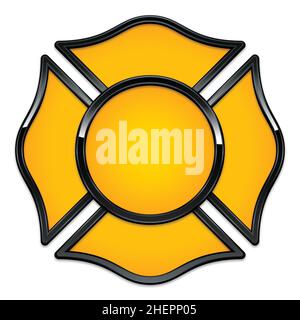 Nero Fire Department Logo base giallo con rivestimento cromato nero vettore isolato su sfondo bianco Illustrazione Vettoriale