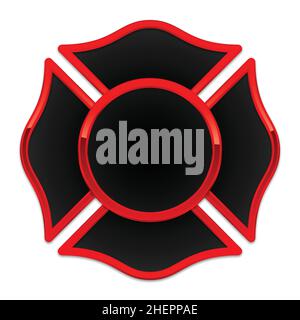 Base nera con logo Blank Fire Department e rivestimento cromato rosso isolato su sfondo bianco Illustrazione Vettoriale