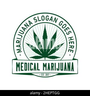 Marijuana medica / cannabis. Vettore e illustrazione. Design del logo. Modello T-shirt. Illustrazione Vettoriale