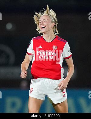 Foto di archivio del 26-09-2021 di Leah Williamson dell'Arsenal. L’Inghilterra internazionale Leah Williamson ha detto che è un “sogno che si avveri” aver firmato un nuovo contratto all’Arsenal. Data di emissione: Mercoledì 12 gennaio 2022. Foto Stock