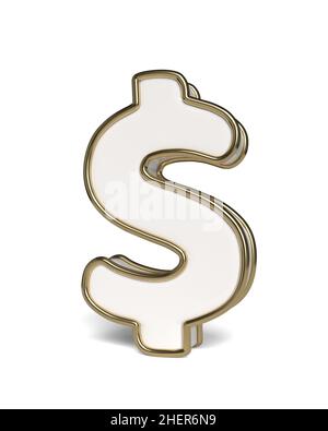 Simbolo del dollaro americano su sfondo bianco. 3D illustrazione. Foto Stock