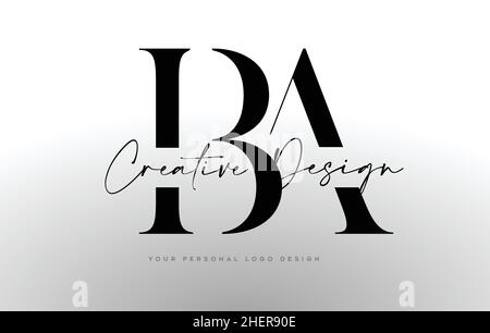 Logo BA Letter Design con carattere Serif. Logo BA Icon illustrazione vettoriale minimalista con lettere creative unite Illustrazione Vettoriale