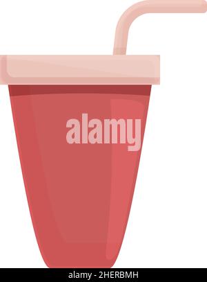 Milkshake icona vettore cartoon. Cocktail di fragole. Frullato alla vaniglia Illustrazione Vettoriale