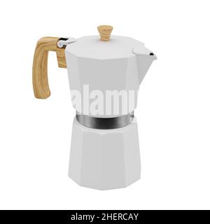 Macchina da caffè bianca moka pot 3D rendering Foto Stock