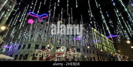 Madrid le luci di Natale Foto Stock