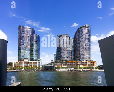 Perth, WA, Australia - Residential Towers and Ritz Carlton hotel by Cottee Parker at Elizabeth Quay Foto Stock