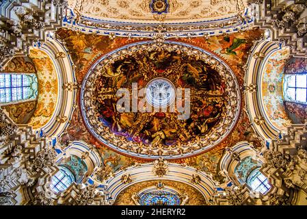 Pittura a soffitto, Sagrestia, Certosa la Cartuja, clou del barocco in Andalusia, Granada, Granada, Andalusia, Spagna Foto Stock