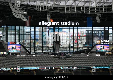 Vista generale dell'Allegiant Stadium durante la partita del Las Vegas Bowl tra i Sun Devils dell'Arizona state e i distintivi del Wisconsin, giovedì, dicembre Foto Stock