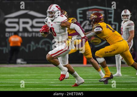 Braelon Allen (0) corre con la palla durante la partita del Las Vegas Bowl contro i Sun Devils dell'Arizona state, giovedì, dicembre Foto Stock