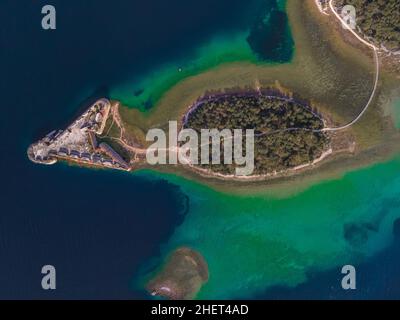 Veduta aerea dall'alto della Fortezza di San Nicola, Croazia Foto Stock