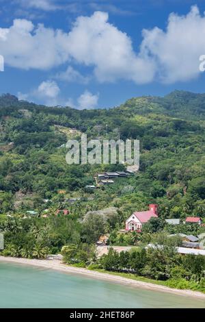 Anse Boileau Beach e Boileau Town West Coast Mahe Island Seychelles Foto Stock
