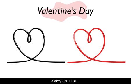 Un cuore per San Valentino, un'immagine a linea singola. Un simbolo d'amore e una festa di San Valentino. Illustrazione vettoriale. Illustrazione Vettoriale