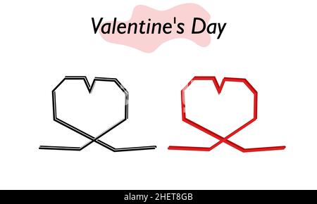 Un cuore per San Valentino, un'immagine a linea singola. Un simbolo d'amore e una festa di San Valentino. Illustrazione vettoriale. Illustrazione Vettoriale